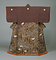 小袖 紫縮緬地葦鷺網干風景模様（三つ葉葵紋付）