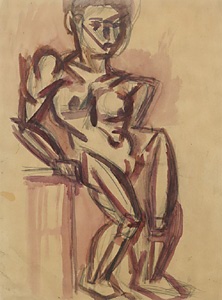 もたれて立つ人