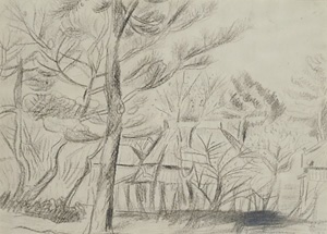 風景（松と農家）