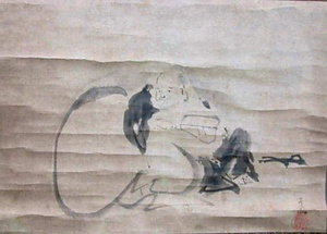 墨画　布袋図　