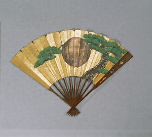 軍扇　老松図