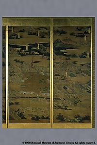紙本著色洛中洛外図屏風（歴博甲本） しほんちやくしよくらくちゆうらくがいずびようぶ(れきはくこうほん)