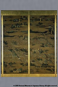 紙本著色洛中洛外図屏風（歴博甲本） しほんちやくしよくらくちゆうらくがいずびようぶ(れきはくこうほん)