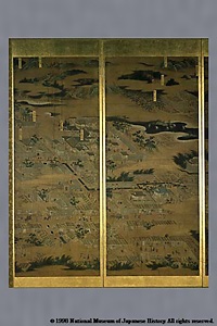 紙本著色洛中洛外図屏風（歴博甲本） しほんちやくしよくらくちゆうらくがいずびようぶ(れきはくこうほん)