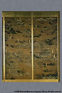 紙本著色洛中洛外図屏風（歴博甲本） しほんちやくしよくらくちゆうらくがいずびようぶ(れきはくこうほん)
