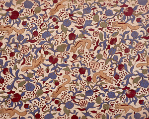 更紗布　葡萄に栗鼠文