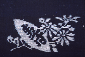 絣布　盃と松竹梅に幾何文