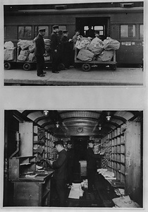 郵便物積込作業と車内区分作業