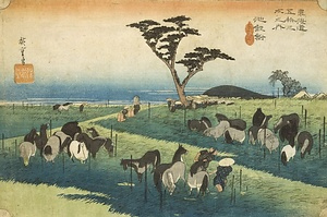 東海道五拾三次之内 40 地鯉鮒《首夏馬市》