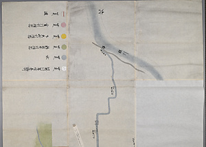 鶏冠井・下久我・菱川村・用悪水絵図