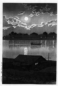 「東京二十景」より　荒川の月(赤羽)