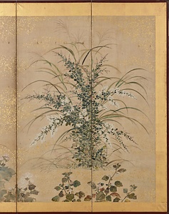 四季草花図屏風 しきそうかずびょうぶ