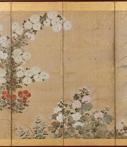 四季草花図屏風 しきそうかずびょうぶ