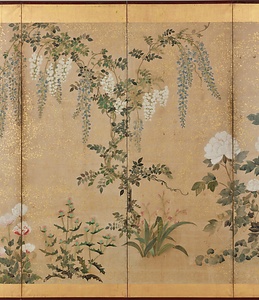 四季草花図屏風 しきそうかずびょうぶ