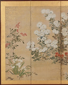 四季草花図屏風 しきそうかずびょうぶ