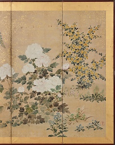 四季草花図屏風 しきそうかずびょうぶ
