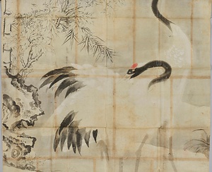 呂紀／鶴牡丹図 