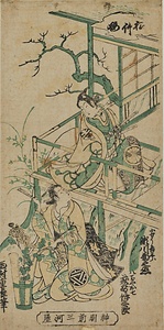 初代瀬川菊之丞の吉三郎と初代萩野伊三郎の八百やお七