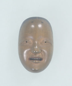 女面木彫根付