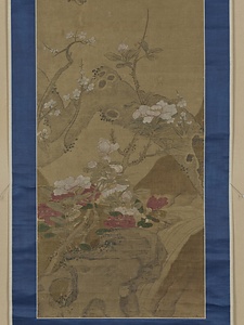 紅蓮綺石・野梅山茶図軸 こうれんきせき、やばいさんちゃずじく