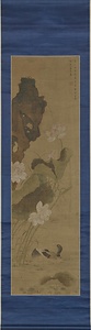 紅蓮綺石・野梅山茶図軸 こうれんきせき、やばいさんちゃずじく