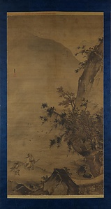 秋景山水図軸