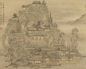 金山寺・育王山図（模本） 