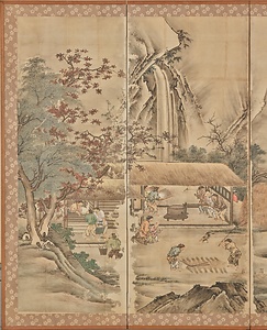 元信／四季耕作図 