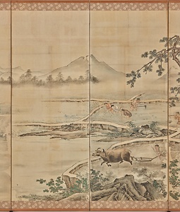 元信／四季耕作図 