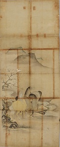 常信／桃牛桜馬図 