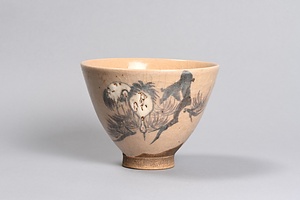 銹絵松鶴図茶碗