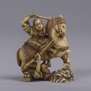 馬上信長牙彫根付