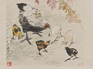 鶏雛青藤図軸 けいすうせいとうずじく