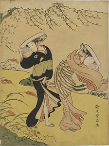 風に悩む二美人