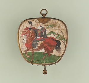 木製彩色婦人乗馬図華鬘