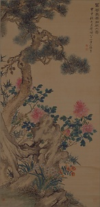 富貴長春図軸
