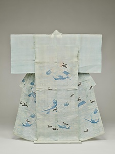 浅黄麻地鵜飼模様帷子