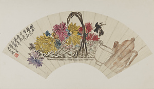 菊盛花図扇面