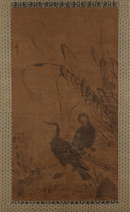 蘆鵜図軸