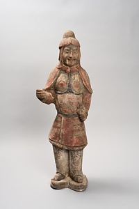 黄釉加彩武人
