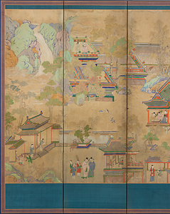 郭汾陽行楽図屏風