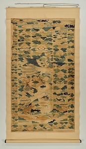 緙絲 白地花卉鳥獣文様