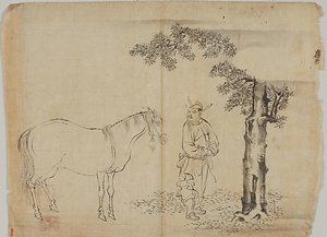 古信／牽馬図