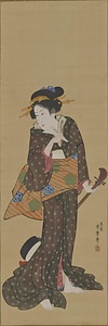 三味線を持てる芸妓図
