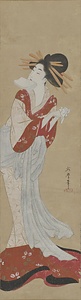 手をふく美人図