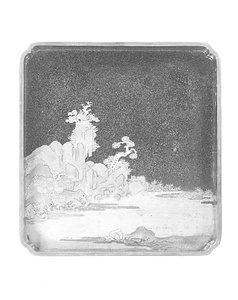 硯箱 山水蒔絵