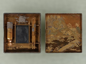 近江八景蒔絵料紙硯箱 おうみはっけいまきえりょうしすずりばこ