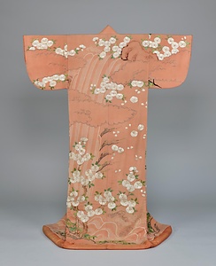 掻取 桃色縮緬地瀧桜竹模様 かいどり ももいろちりめんじたきさくらたけもよう