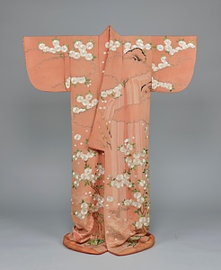 掻取 桃色縮緬地瀧桜竹模様 かいどり ももいろちりめんじたきさくらたけもよう