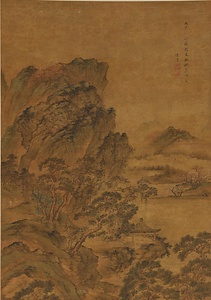 擬趙孟頫桃花書屋図軸 ぎちょうもうふちょうかしょおくずじく